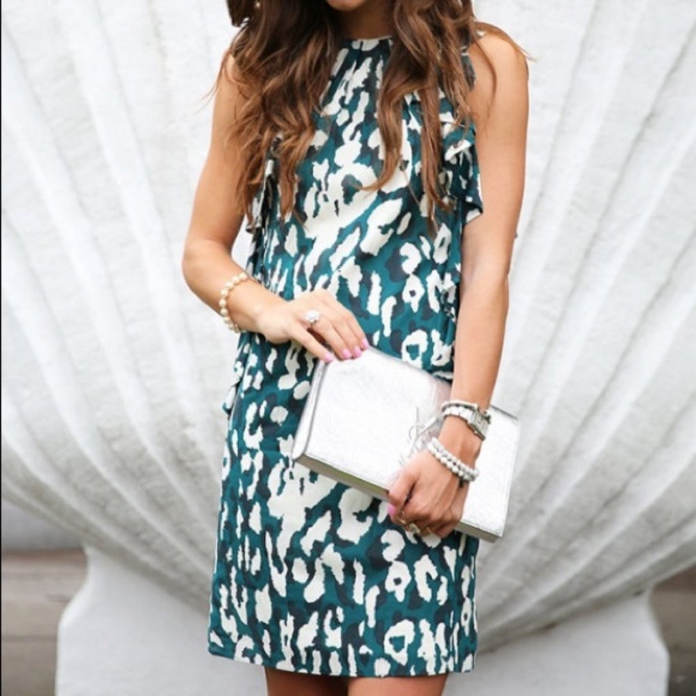 NWT Shoshanna ruffled shift dress in animal print